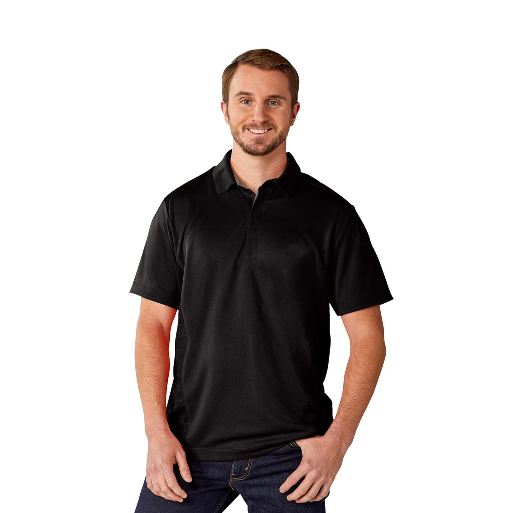 Piedmont Performance Polo with Reflective Accents for Men Embroidery - Black - Front