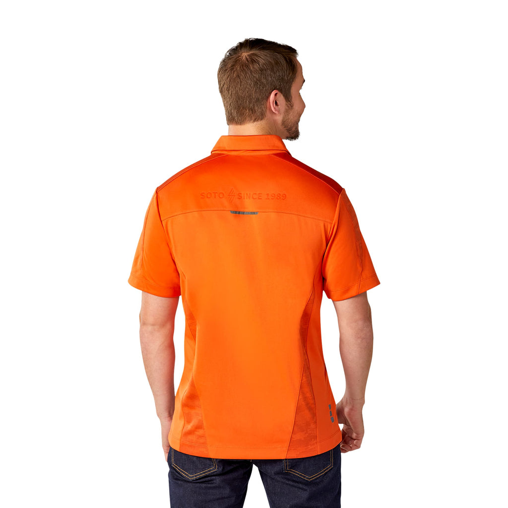 Piedmont Performance Polo with Reflective Accents for Men Embroidery - Saffron - Back Flat 2