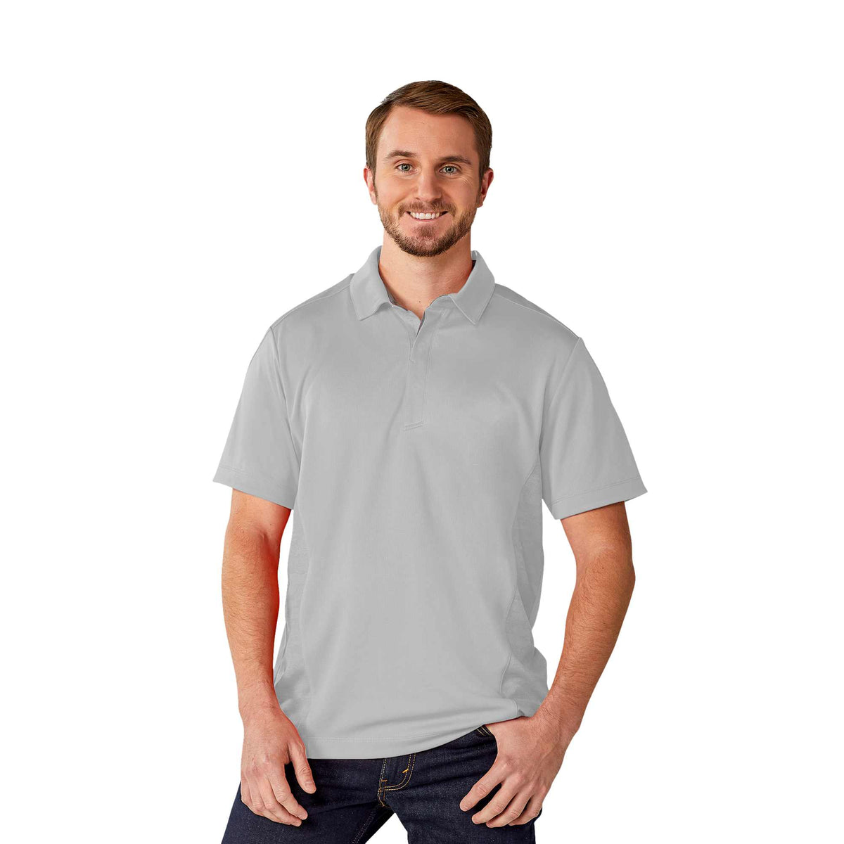Piedmont Performance Polo with Reflective Accents for Men Embroidery - Silver - Front