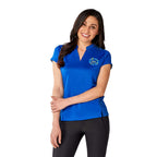 Piedmont Stand Collar Polo for Women Debossing - New Royal - Front Flat