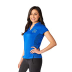 Piedmont Stand Collar Polo for Women Laser Engraving - New Royal - Flat