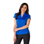 Piedmont Stand Collar Polo for Women Laser Engraving - New Royal - On Model