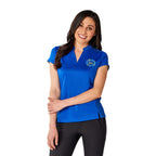 Piedmont Stand Collar Polo for Women Transfer - New Royal - Front On Model
