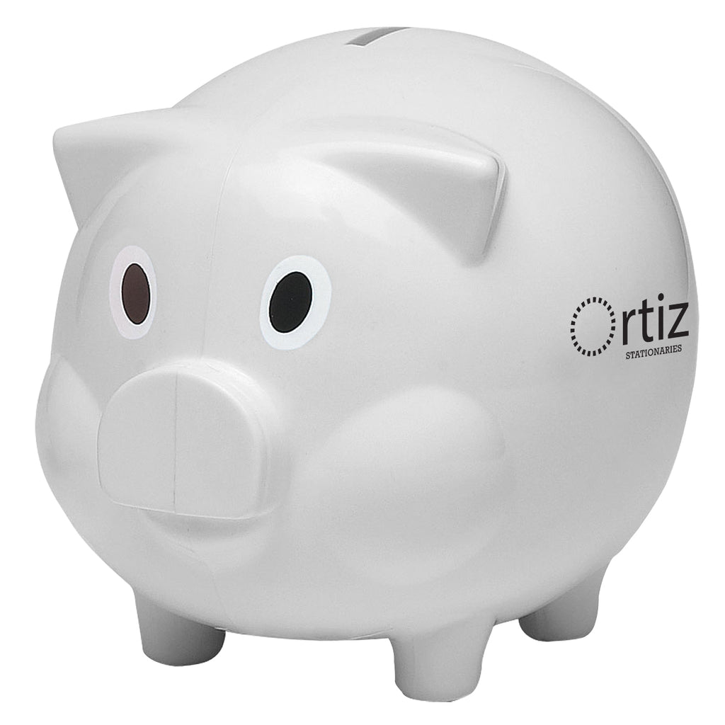 Piggy Bank in Plastic - White - Pad Print