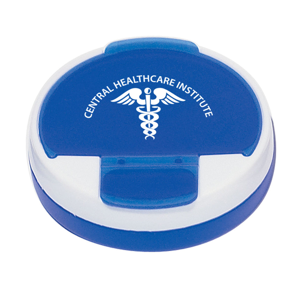Pill Holder, Round - Blue - Pad Print