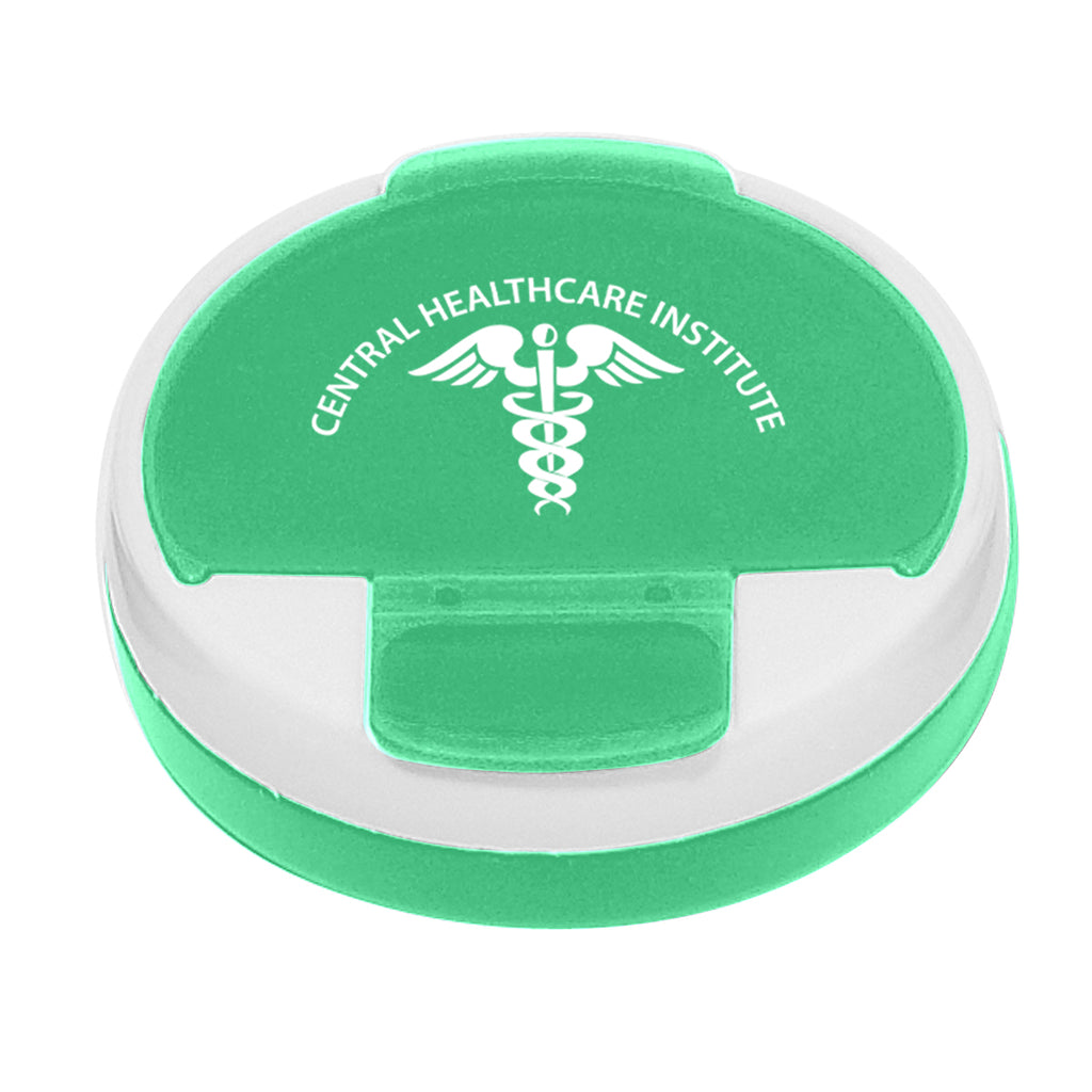 Pill Holder, Round - Green - Pad Print