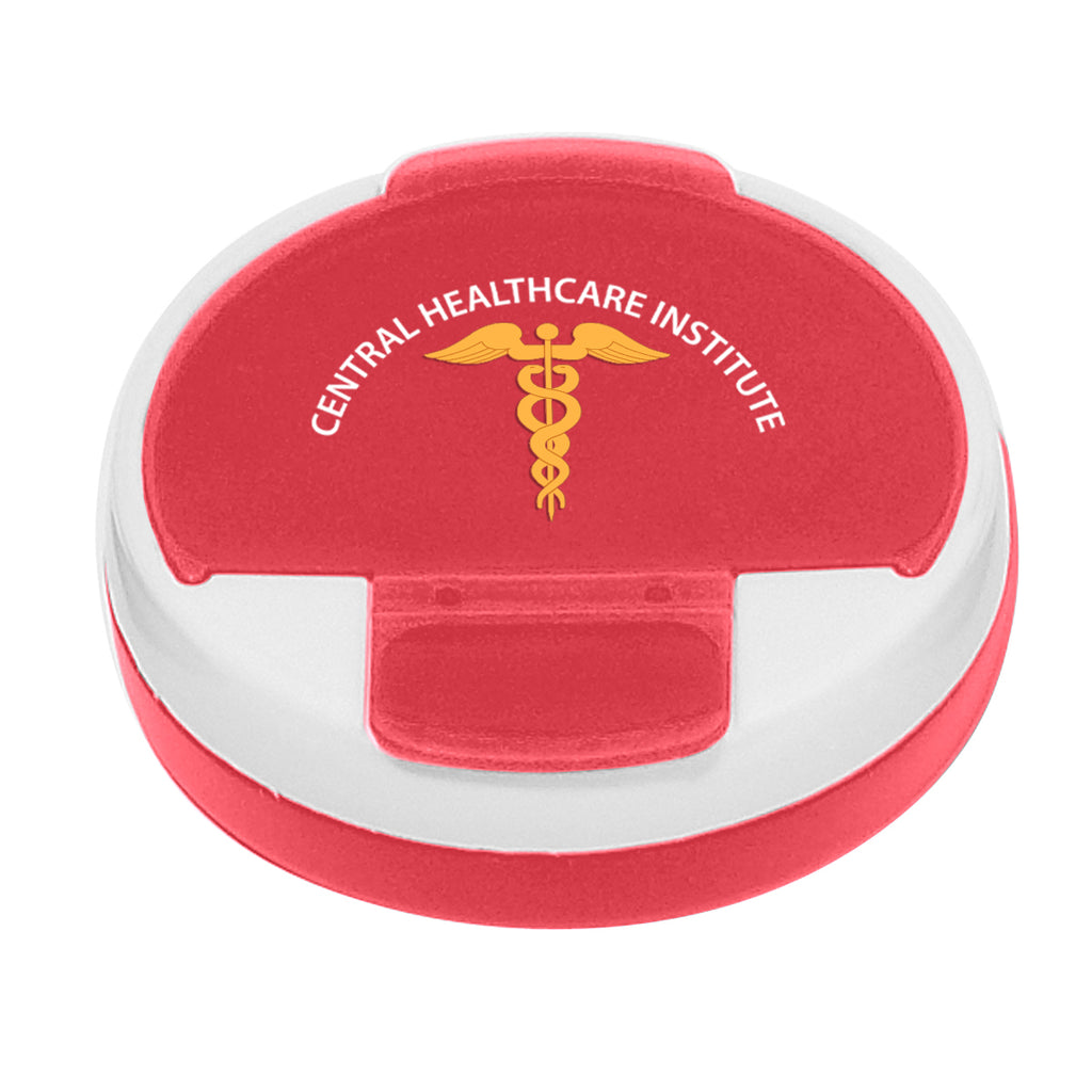 Pill Holder, Round - Red - Full Color