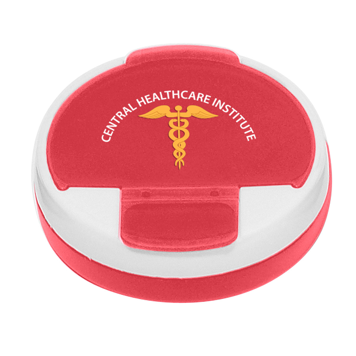 Pill Holder, Round - Red - Full Color