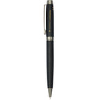 Pillar Recycled Brass Pen with Linear Detailing Laser Engraving - Black - Front