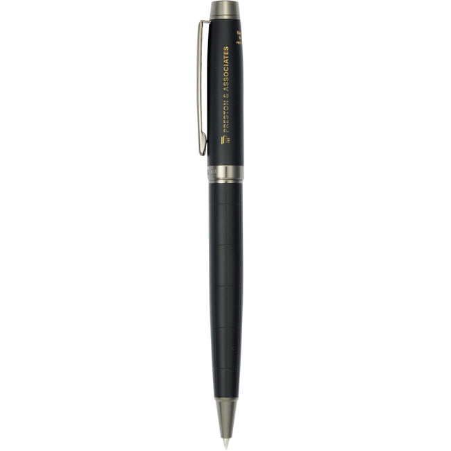 Pillar Recycled Brass Pen with Linear Detailing Laser Engraving