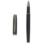 Pillar Rollerball Pen in Recycled Brass with Linear Texture Laser Engraving - Black - Clip