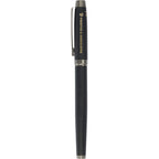Pillar Rollerball Pen in Recycled Brass with Linear Texture Laser Engraving - Black - Front