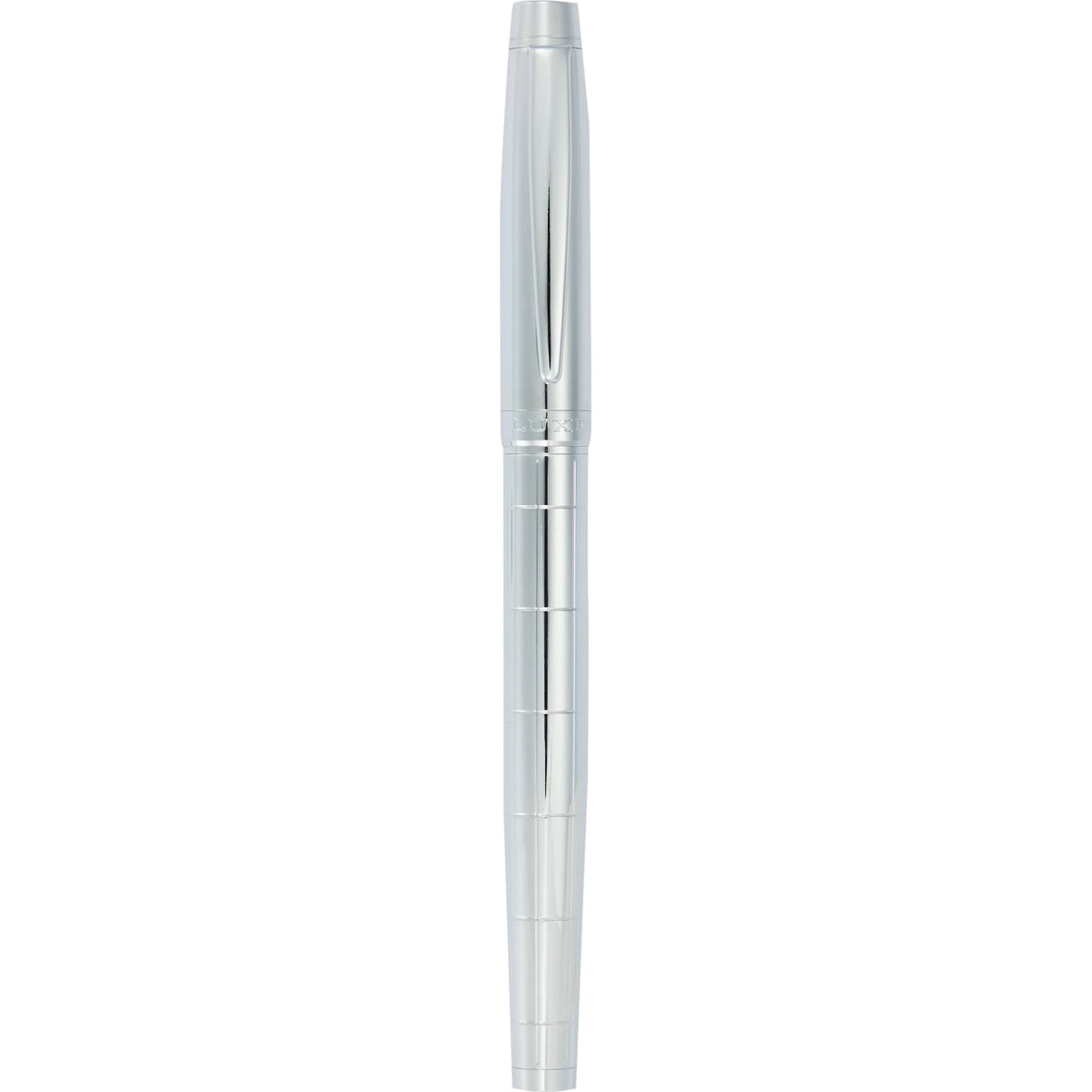 Pillar Rollerball Pen in Recycled Brass with Linear Texture Laser Engraving - Silver - Clip 2