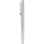 Pillar Rollerball Pen in Recycled Brass with Linear Texture Laser Engraving - Silver - Front
