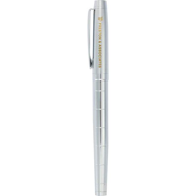 Pillar Rollerball Pen in Recycled Brass with Linear Texture Laser Engraving