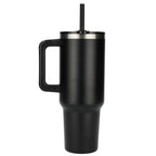 Pinnacle Recycled Travel Tumbler with Straw and Handle, 40 oz - Black - Back 2