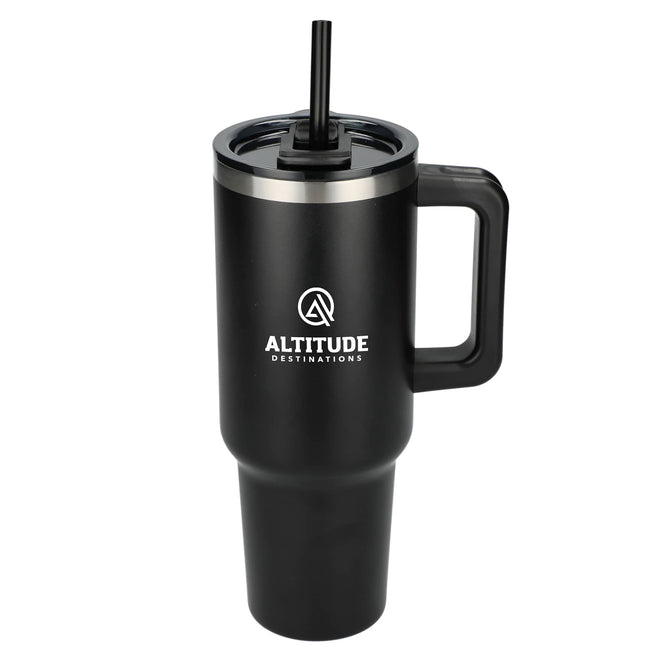 Pinnacle Recycled Travel Tumbler with Straw and Handle, 40 oz