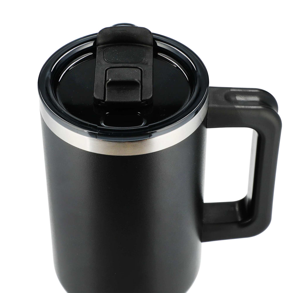 Pinnacle Recycled Travel Tumbler with Straw and Handle, 40 oz - Black - Top 4