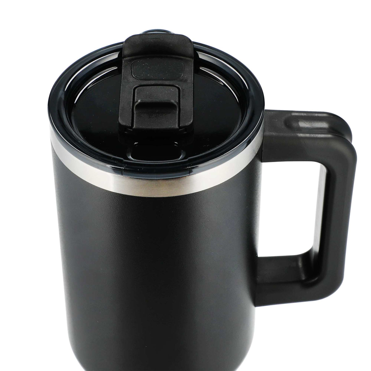 Pinnacle Recycled Travel Tumbler with Straw and Handle, 40 oz - Black - Top 4