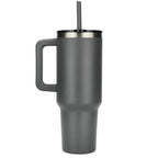 Pinnacle Recycled Travel Tumbler with Straw and Handle, 40 oz - Gray - Back 2