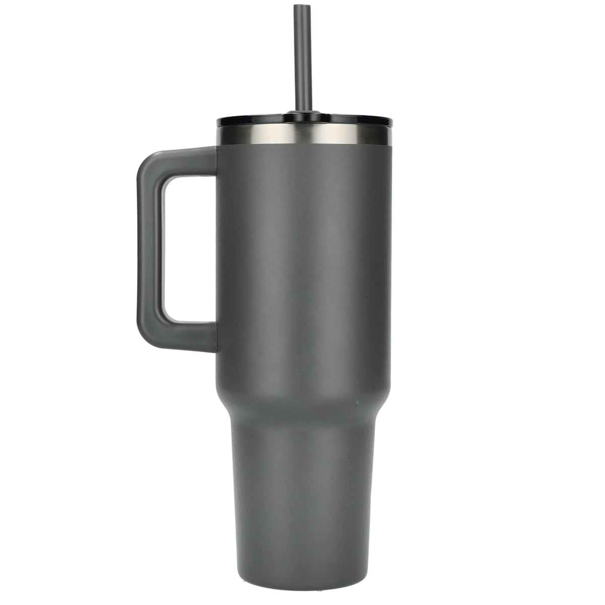 Pinnacle Recycled Travel Tumbler with Straw and Handle, 40 oz - Gray - Back 2