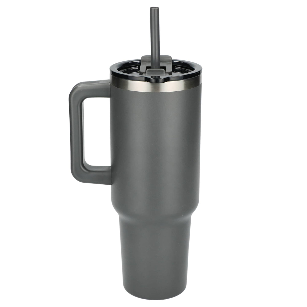 Pinnacle Recycled Travel Tumbler with Straw and Handle, 40 oz - Gray - Back