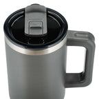 Pinnacle Recycled Travel Tumbler with Straw and Handle, 40 oz - Gray - Top 2