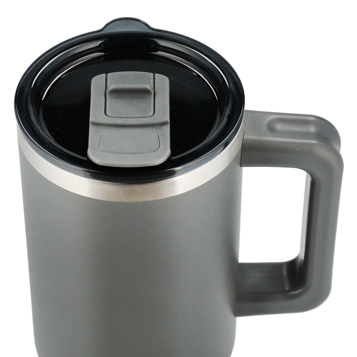 Pinnacle Recycled Travel Tumbler with Straw and Handle, 40 oz - Gray - Top