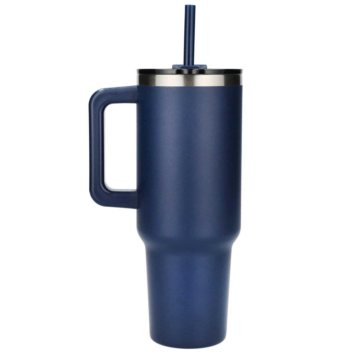 Pinnacle Recycled Travel Tumbler with Straw and Handle, 40 oz - Navy - Back 2