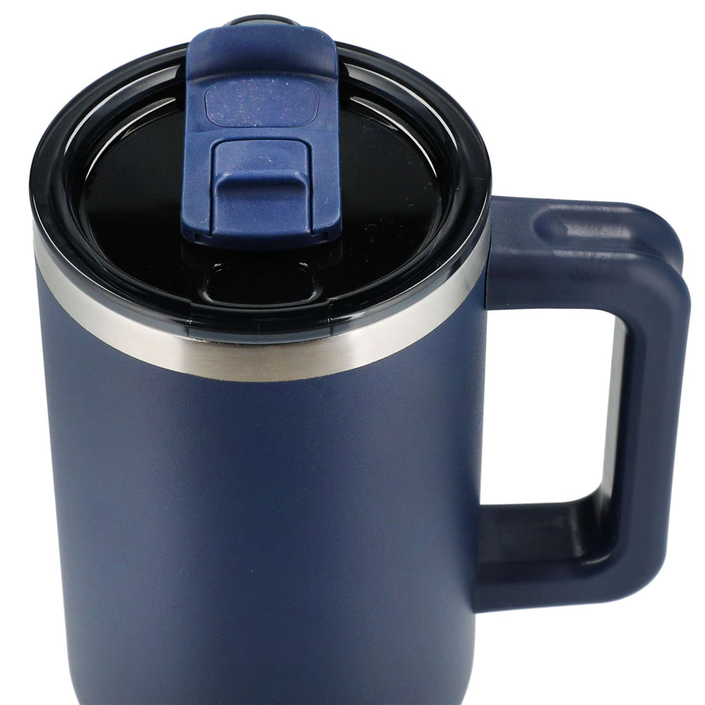 Pinnacle Recycled Travel Tumbler with Straw and Handle, 40 oz - Navy - Top 2