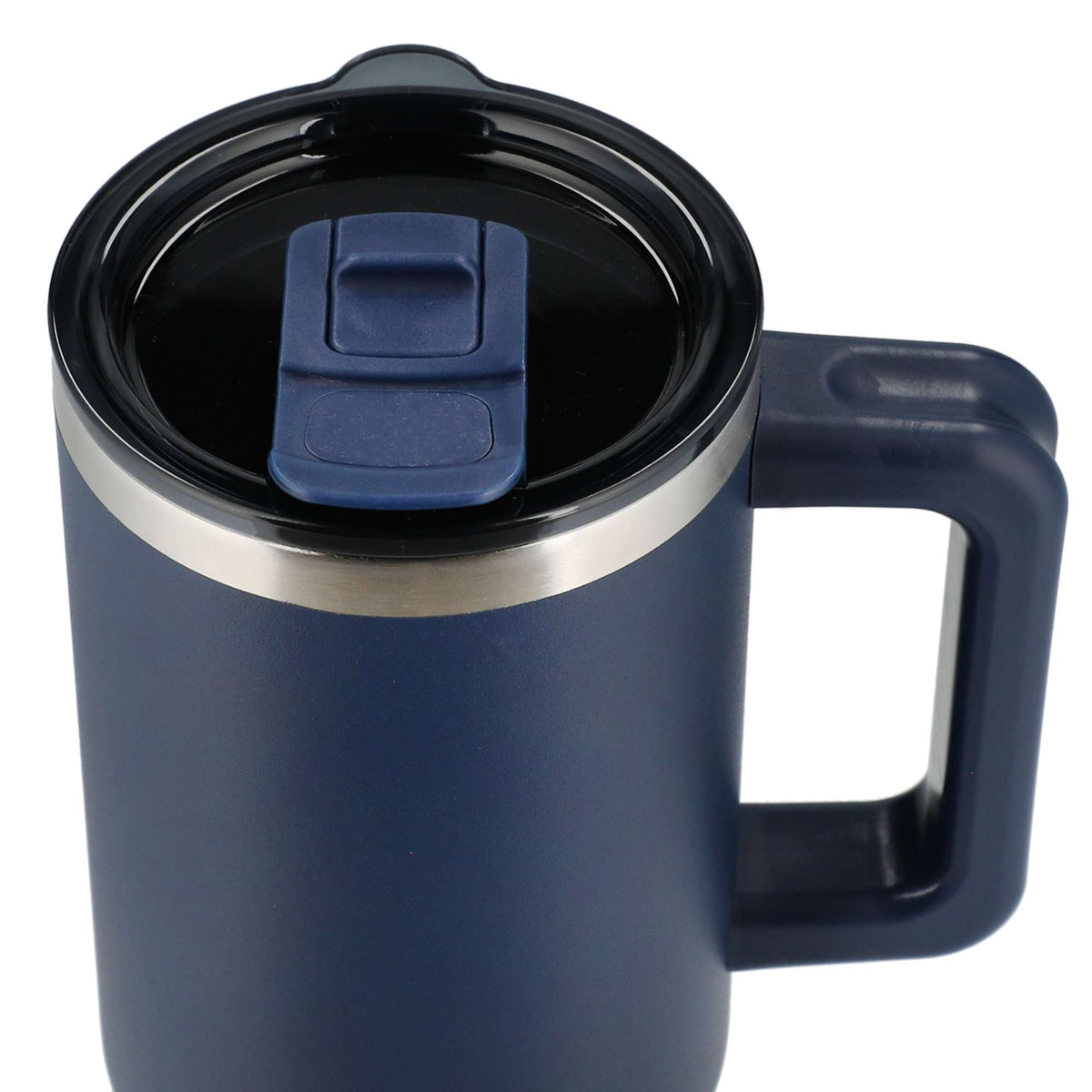 Pinnacle Recycled Travel Tumbler with Straw and Handle, 40 oz - Navy - Top 4