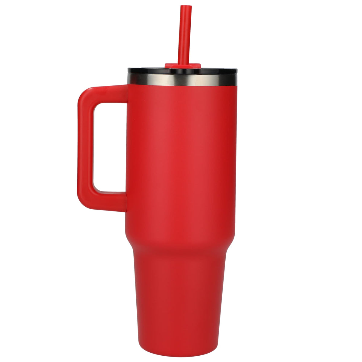Pinnacle Recycled Travel Tumbler with Straw and Handle, 40 oz - Red - Back 2