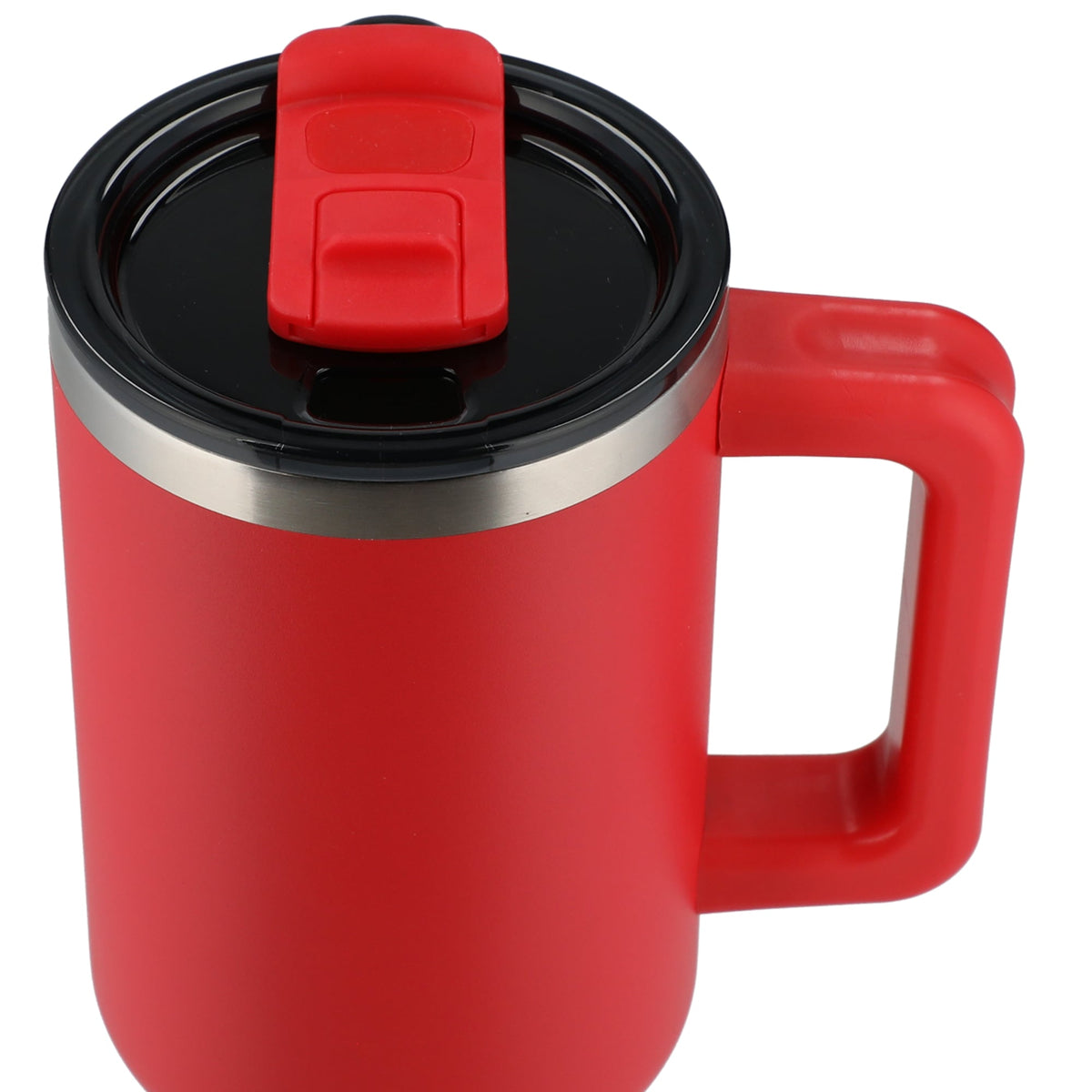 Pinnacle Recycled Travel Tumbler with Straw and Handle, 40 oz - Red - Top 2
