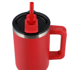 Pinnacle Recycled Travel Tumbler with Straw and Handle, 40 oz - Red - Top 4