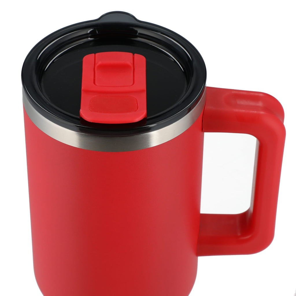 Pinnacle Recycled Travel Tumbler with Straw and Handle, 40 oz - Red - Top
