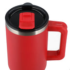 Pinnacle Recycled Travel Tumbler with Straw and Handle, 40 oz - Red - Top