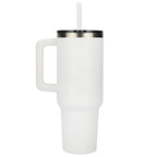 Pinnacle Recycled Travel Tumbler with Straw and Handle, 40 oz - White - Back 2