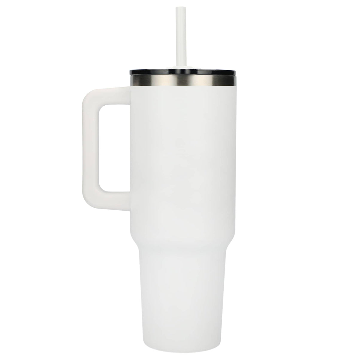 Pinnacle Recycled Travel Tumbler with Straw and Handle, 40 oz - White - Back 2
