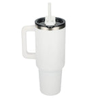 Pinnacle Recycled Travel Tumbler with Straw and Handle, 40 oz - White - Back