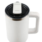 Pinnacle Recycled Travel Tumbler with Straw and Handle, 40 oz - White - Top 2