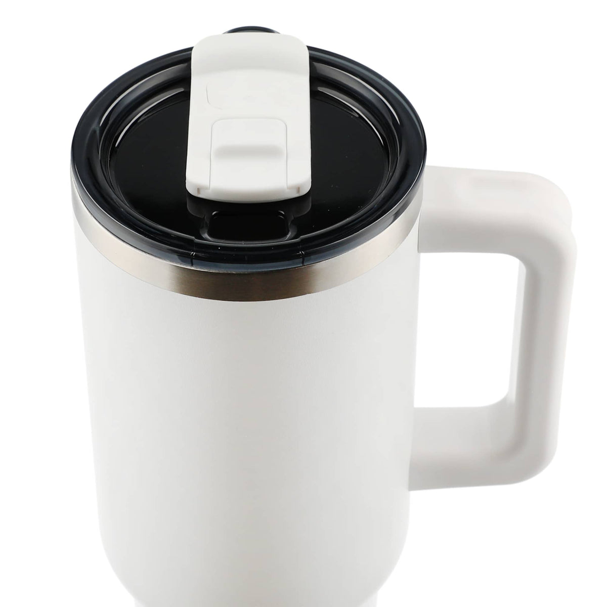 Pinnacle Recycled Travel Tumbler with Straw and Handle, 40 oz - White - Top 2