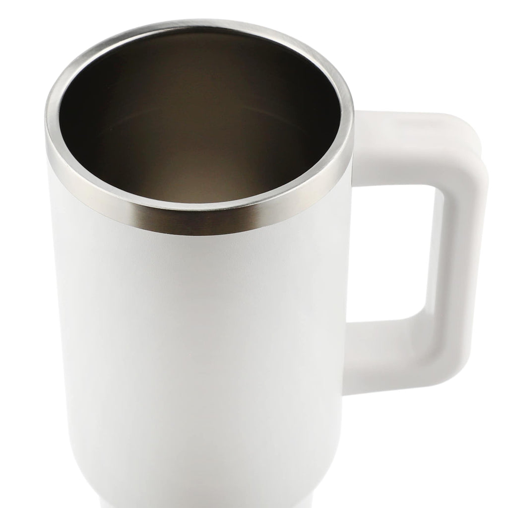 Pinnacle Recycled Travel Tumbler with Straw and Handle, 40 oz - White - Top 3