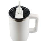 Pinnacle Recycled Travel Tumbler with Straw and Handle, 40 oz - White - Top 4