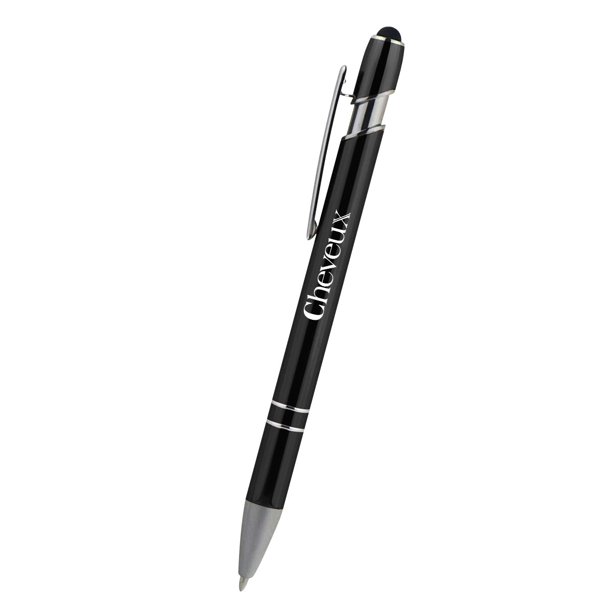Piper Incline Pen with Stylus Laser Engraving - Black - Silk Screen