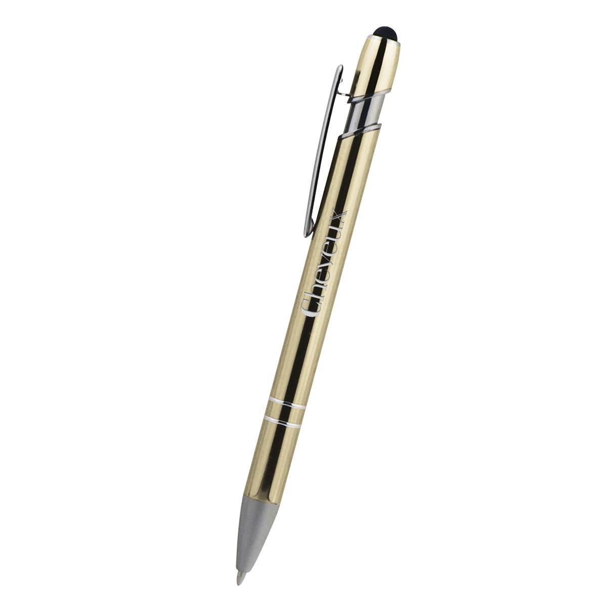 Piper Incline Pen with Stylus Laser Engraving - Gold - Laser Engraving