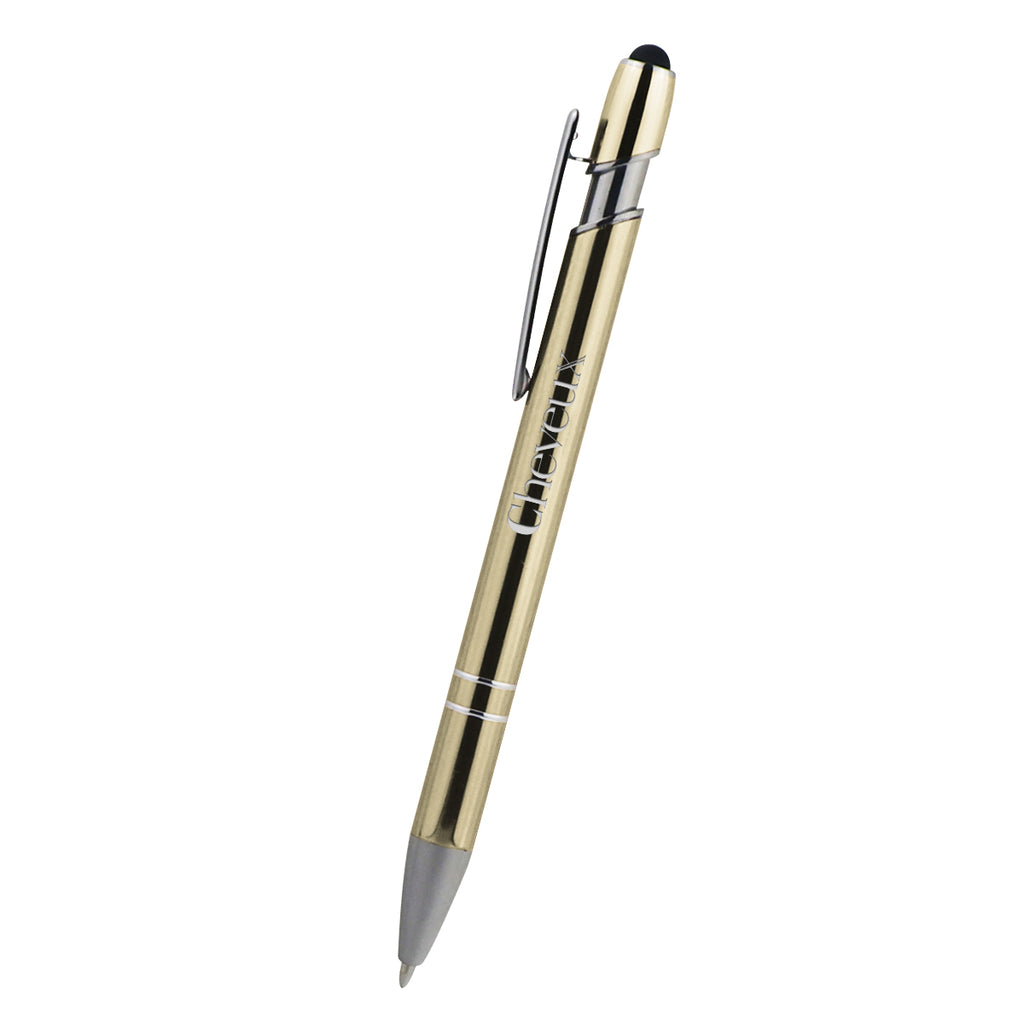 Piper Incline Pen with Stylus Laser Engraving - Gold - Laser Engraving