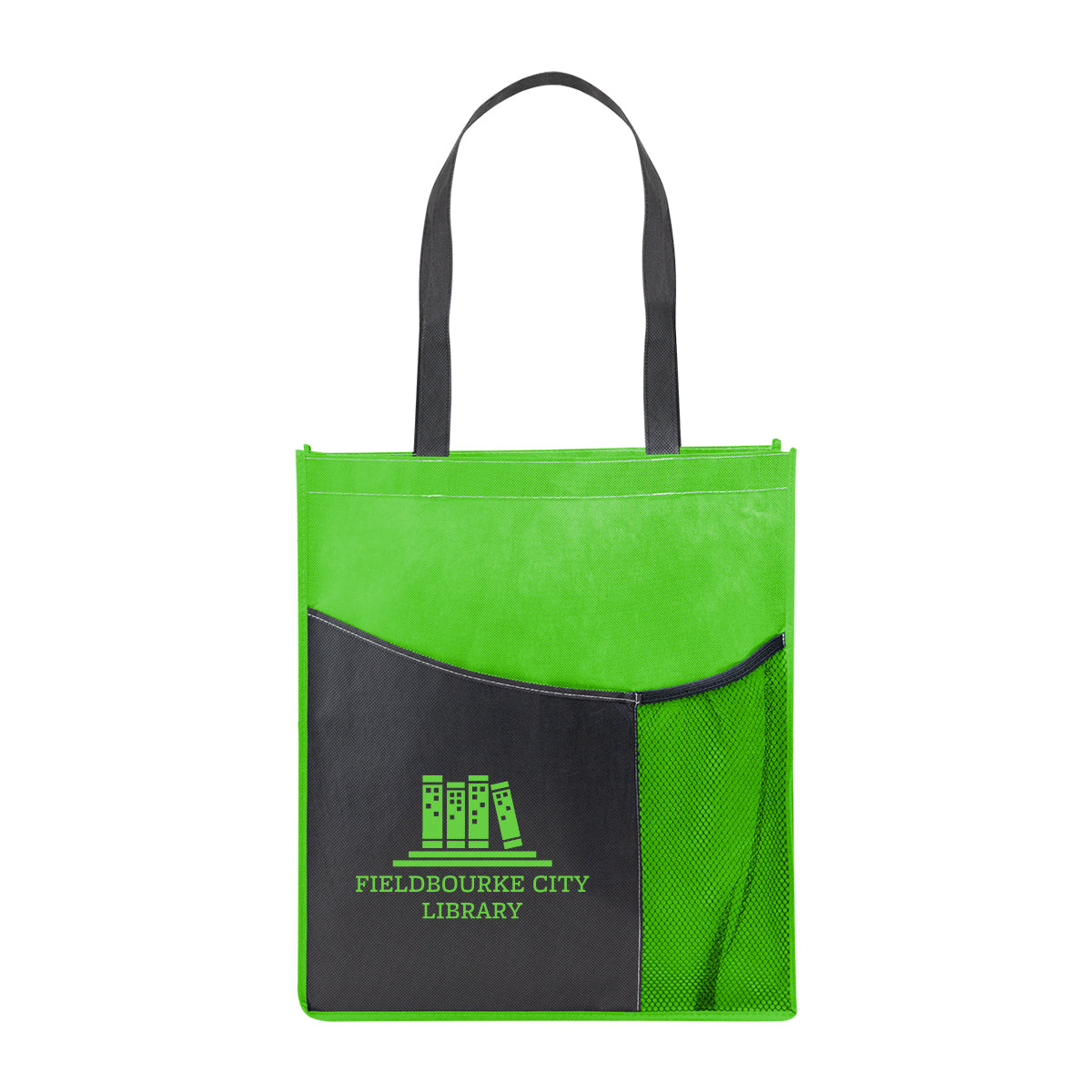 Pisces Tote Bag in Recycled PET, Non-Woven - Lime Green - Silk Screen