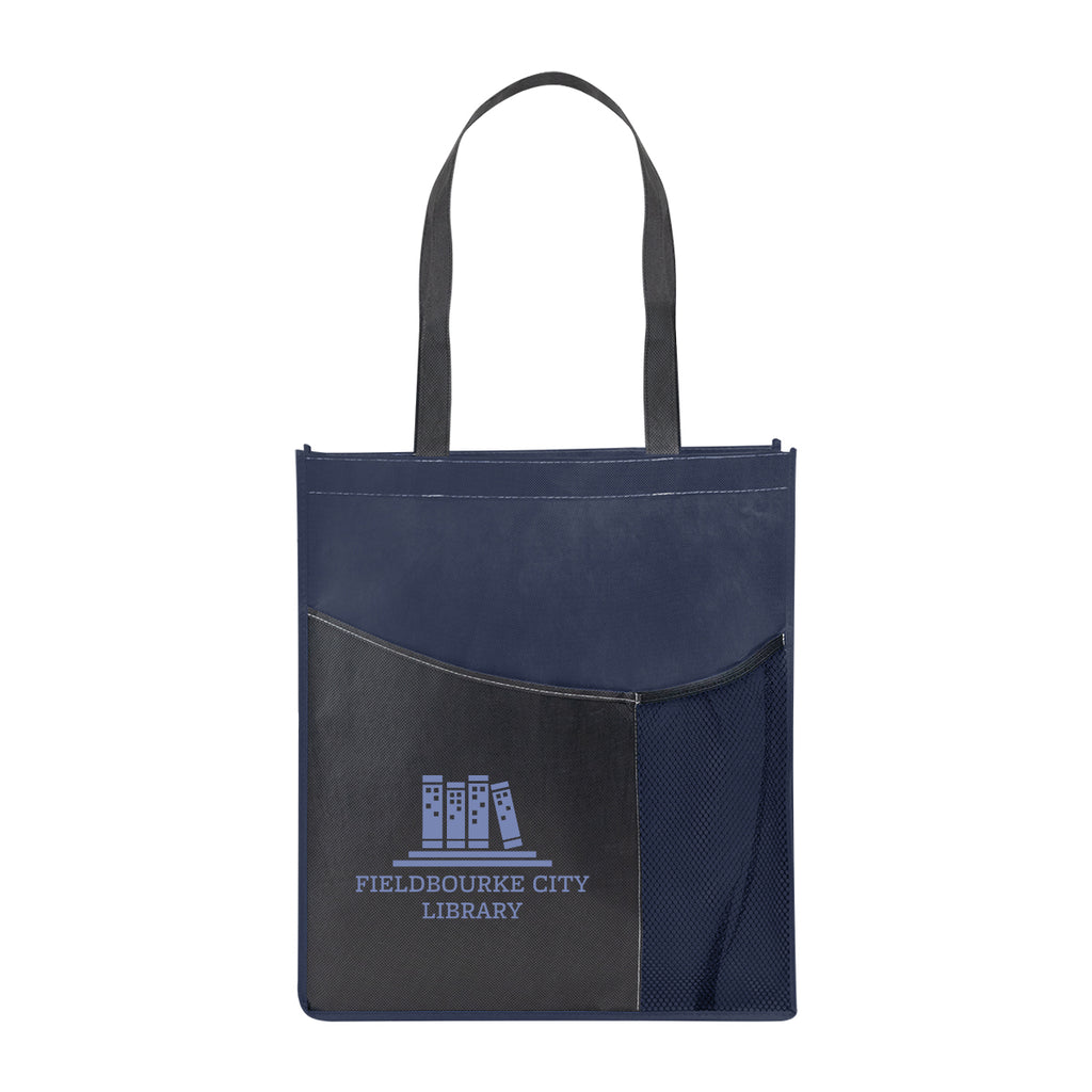 Pisces Tote Bag in Recycled PET, Non-Woven - Navy - Silk Screen