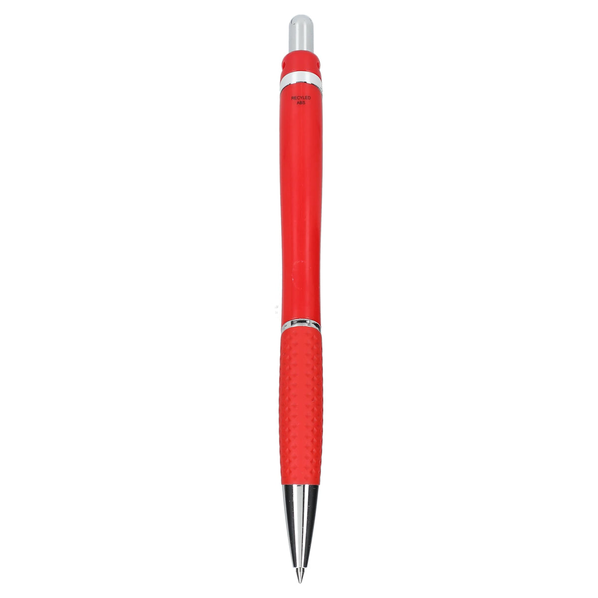 Pivot Gel Pen with Rubber Grip in Recycled Plastic Full Color - Red - Back