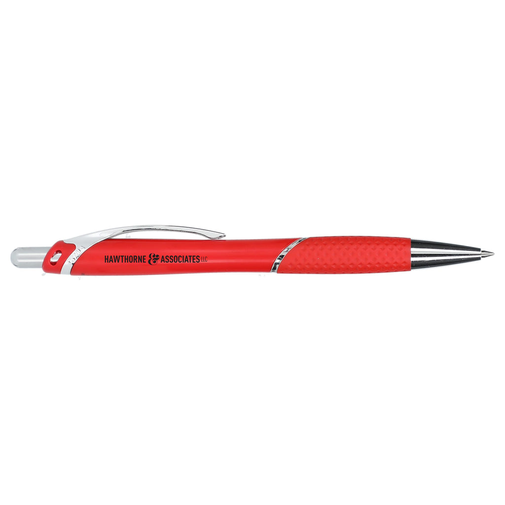 Pivot Gel Pen with Rubber Grip in Recycled Plastic Full Color - Red - Left Side